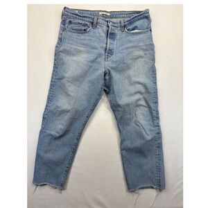 Levi's Wedgie Straight Premium Big E Raw Hem Ripped Jeans size Waist 32